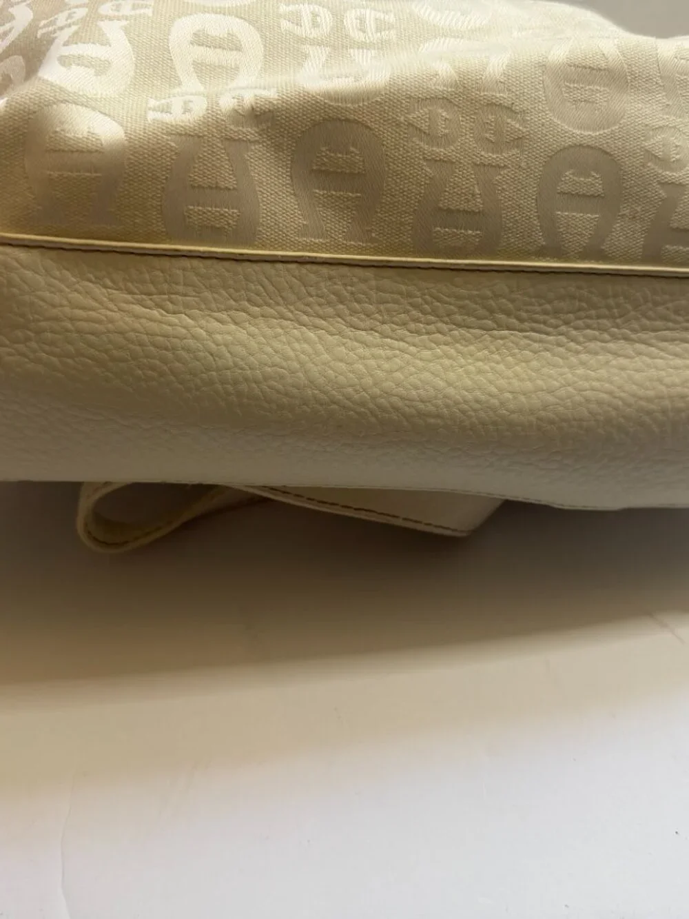Aigner Monogram Cream Satchel